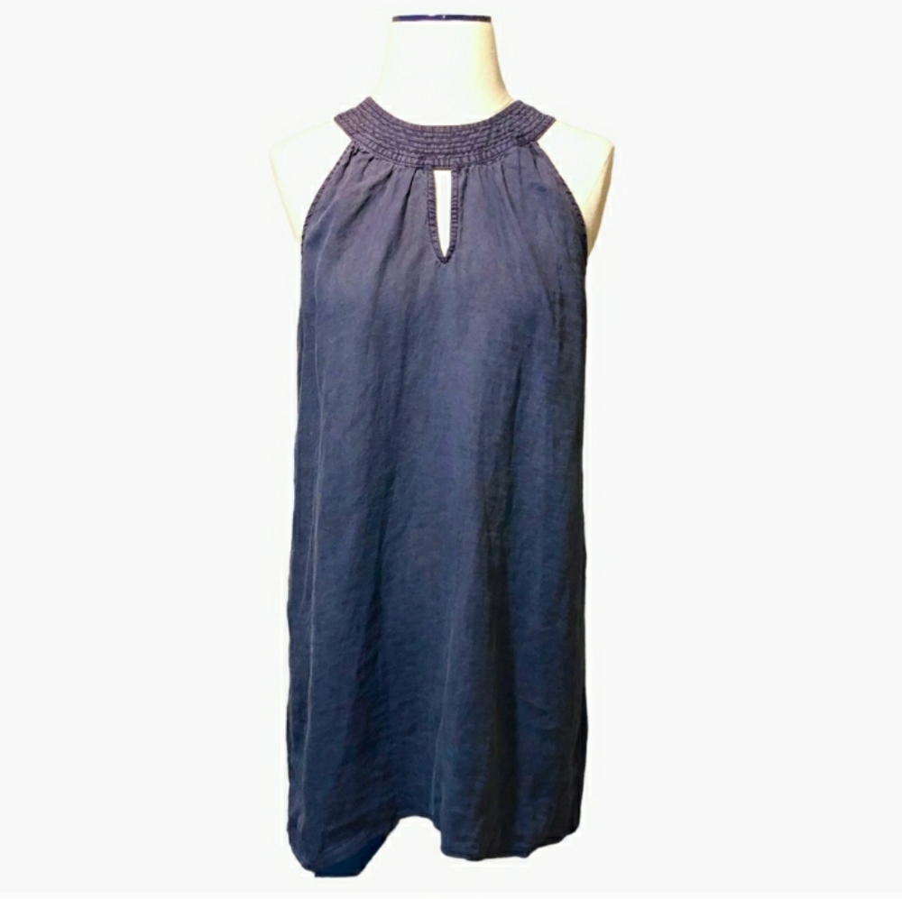 C & C CALIFORNIA Blue Linen Sleeveless Dress Size Medium.EUC!